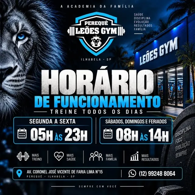 MAIS TEMPO PARA TREINAR. MAIS LIBERDADE PARA VOCÊ. Na Leões Gym Perequê, você tem liberdade para encaixar o treino na s…